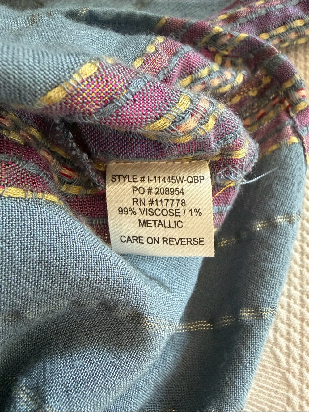 Lovestitch Blue Metallic Stripe Front-Tie Blouse - size Large - boho woven top - Picture 13 of 15